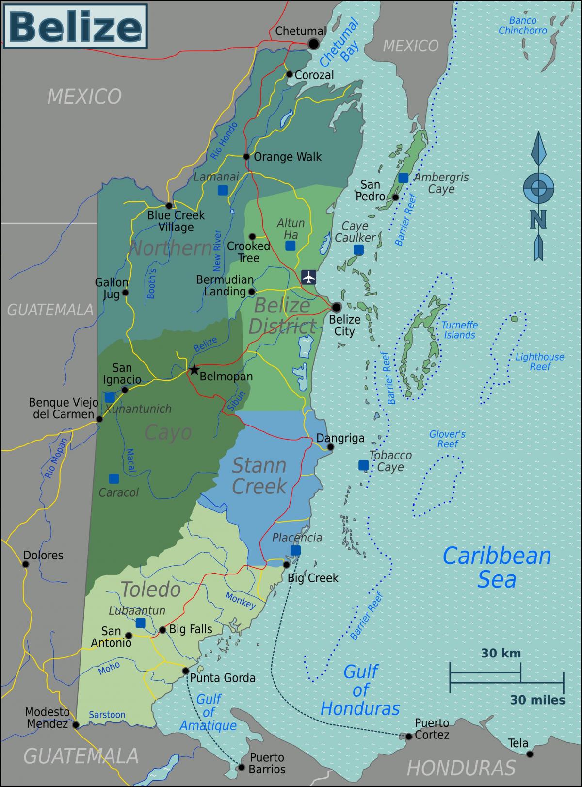 Mapa ng pag-aani caye Belize