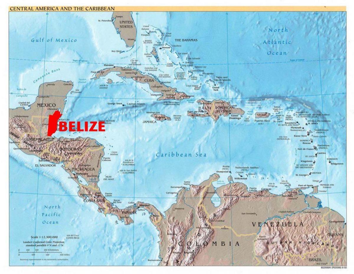 Mapa ng Belize central america