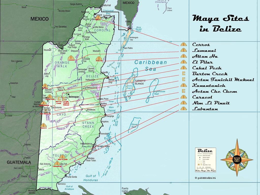 Mapa ng Belize pyramids