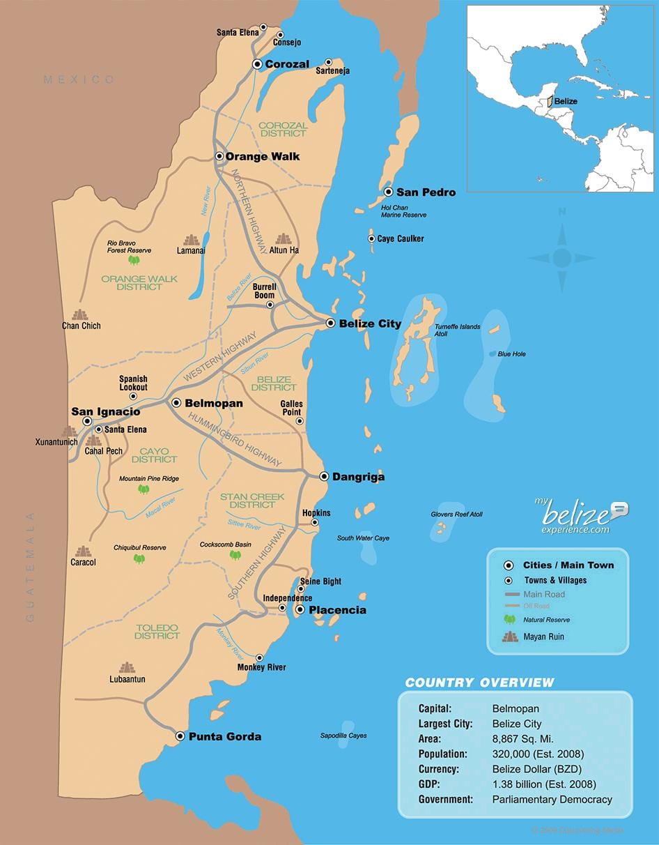Mapa ng Belize resort