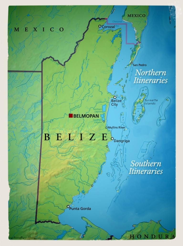 Mapa ng Belize sailing