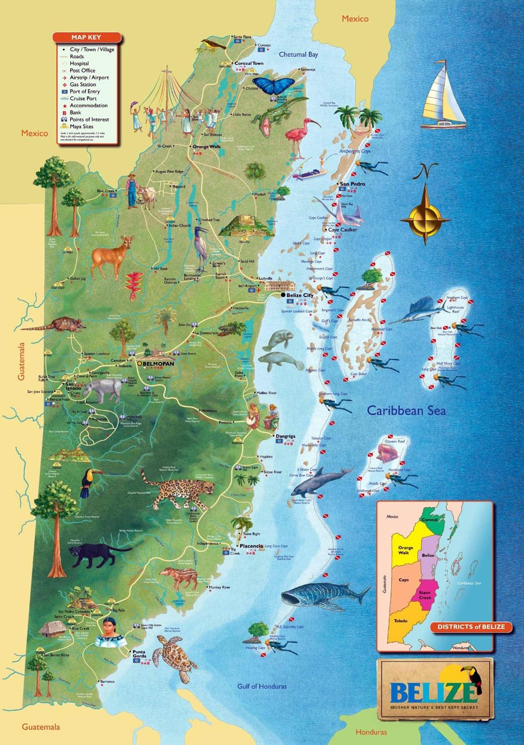 Mapa ng Belize talon