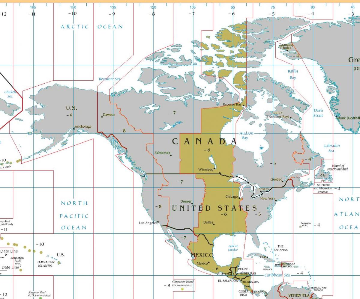 Mapa ng Belize time zone 
