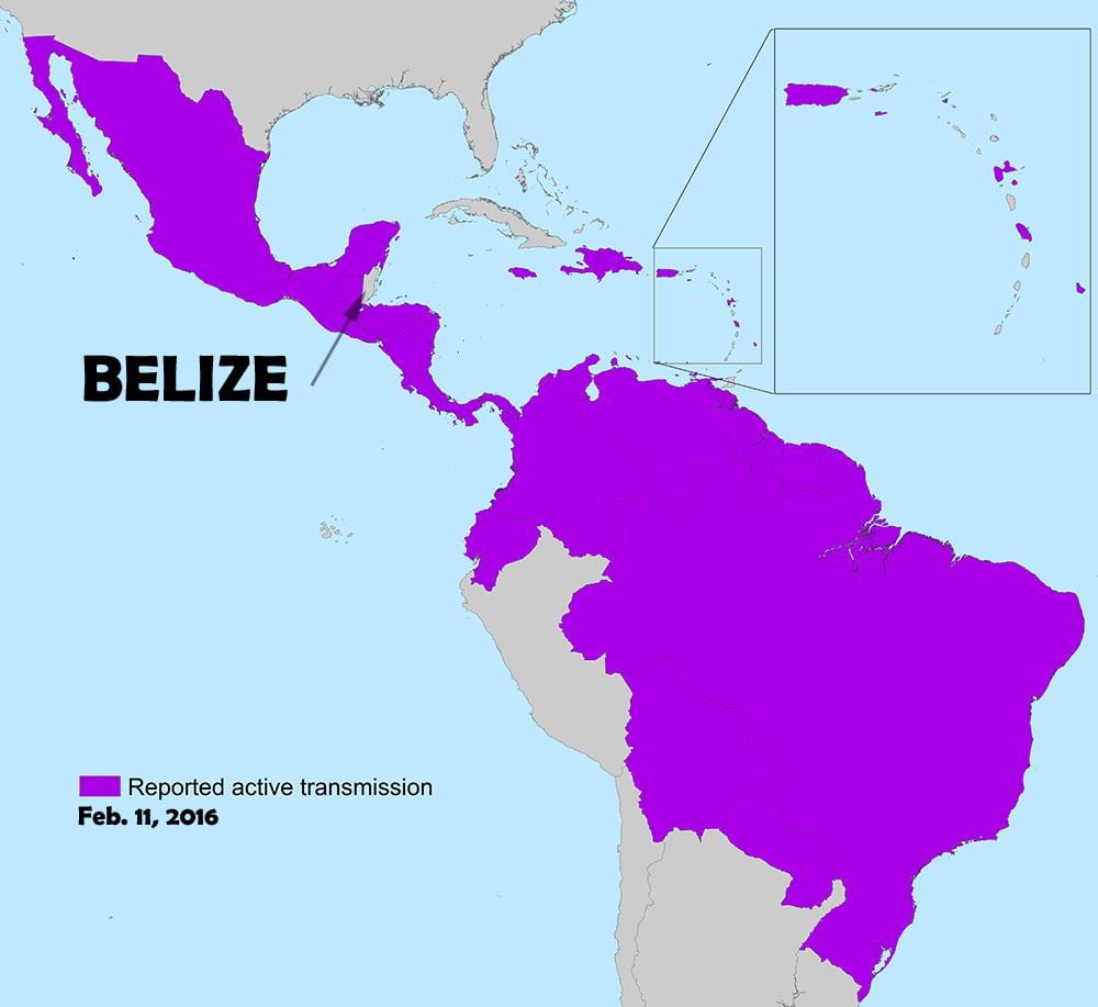 Mapa ng Belize zika