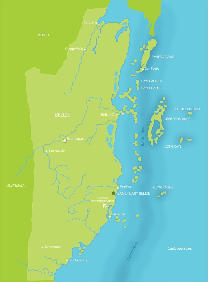 Mapa ng santuwaryo Belize