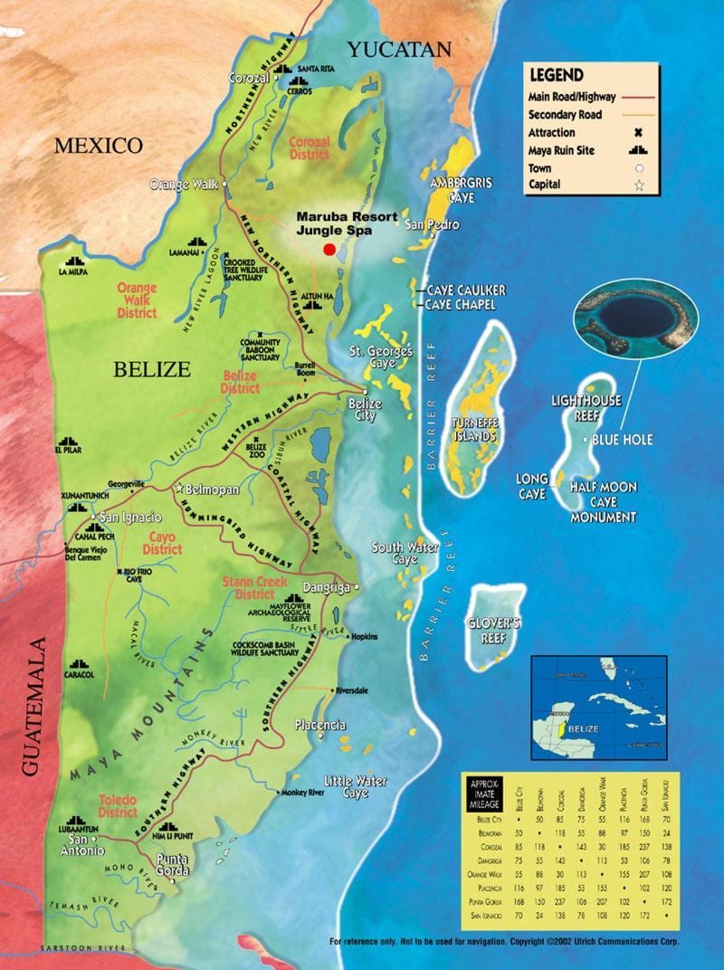 Mapa ng tabako caye Belize
