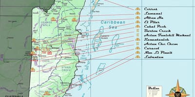 Mapa ng Belize pyramids