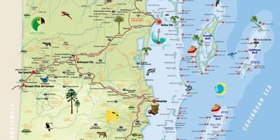 Belize pinupuntahan ng mga turista mapa