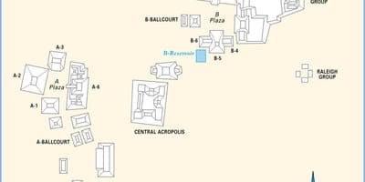 Caracol mga lugar ng pagkasira ng Belize mapa
